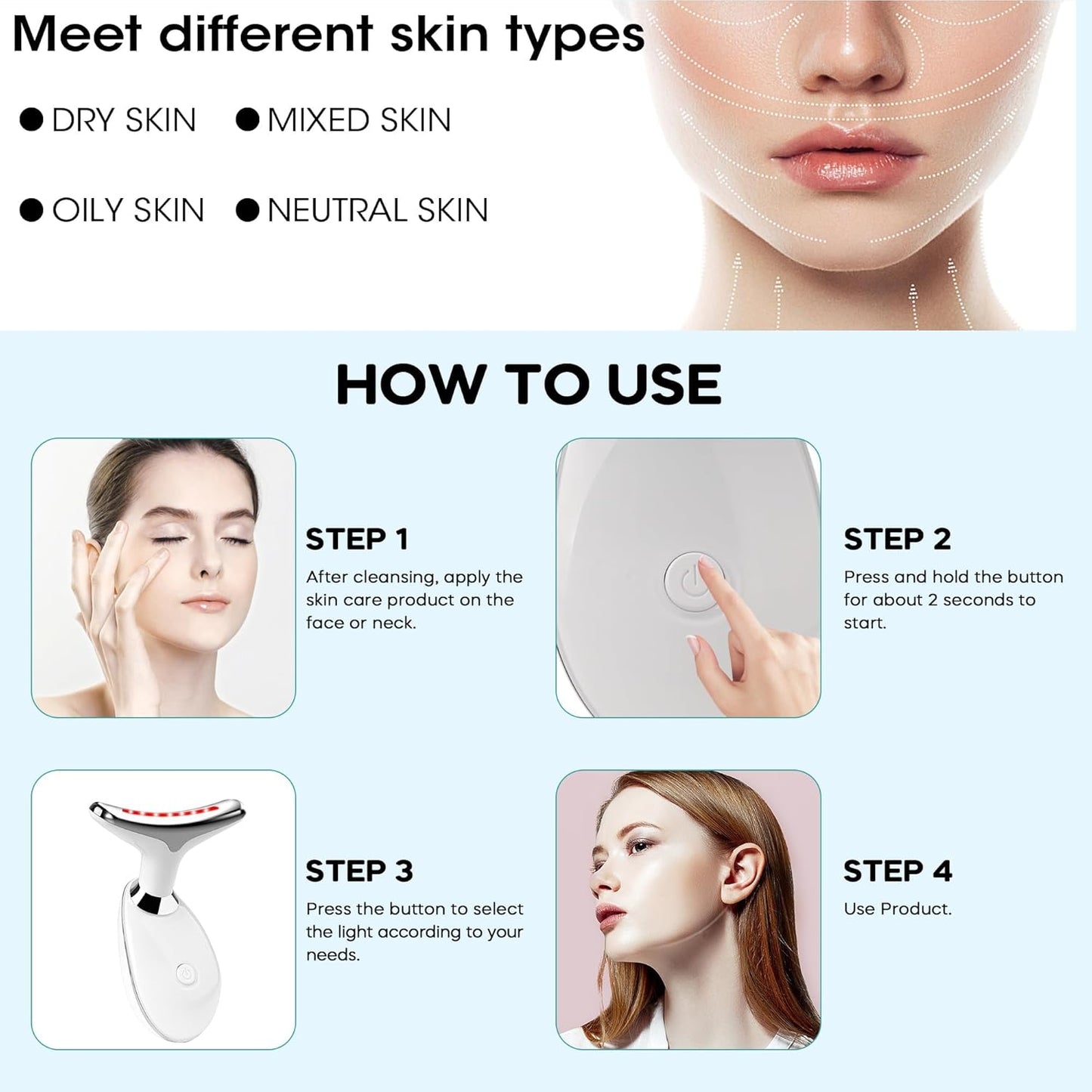 7-Color LED Wrinkle Massager – Advanced Anti-Aging & Wrinkle Remover Device